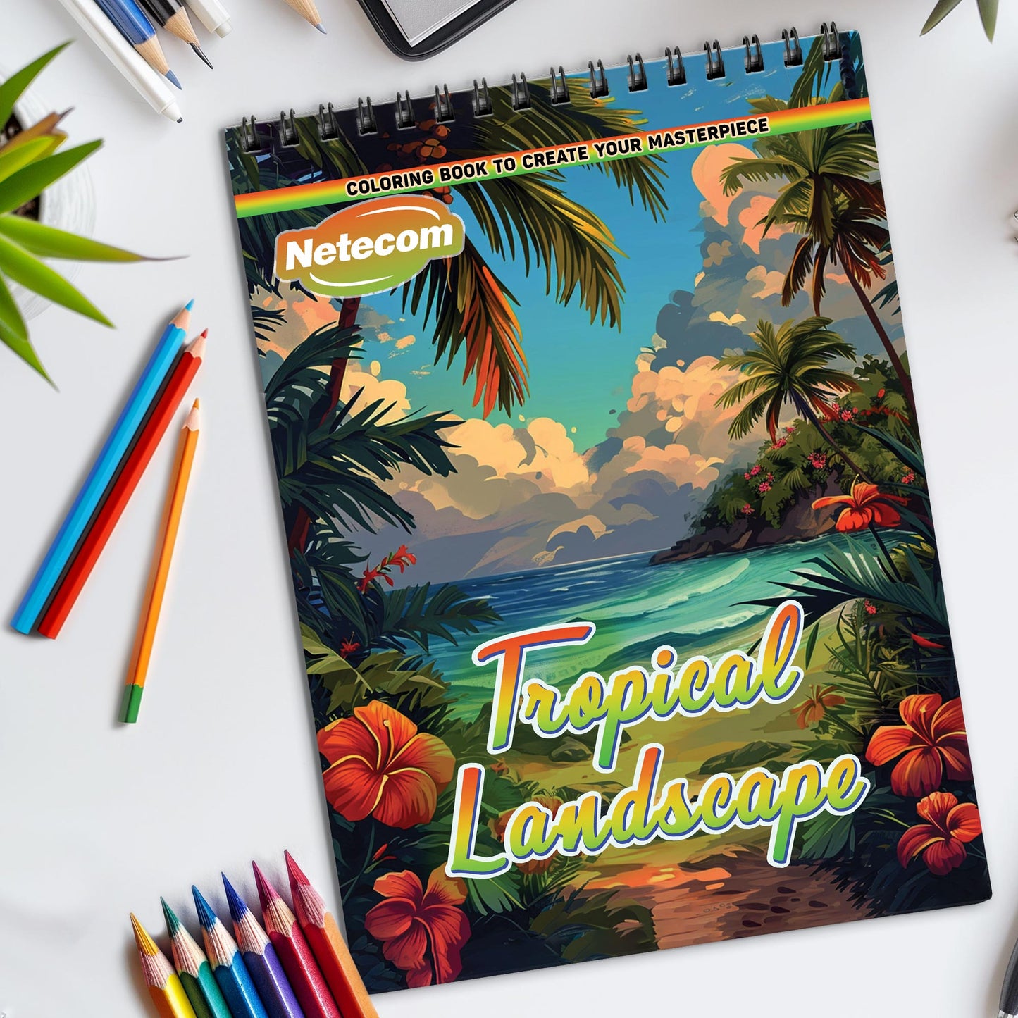 Tropical Landscape Spiral Bound Coloring Book, Breathtaking Tropical Landscapes for an Exotic Coloring Retreat, Great for Beach Lovers and Nature Admirers