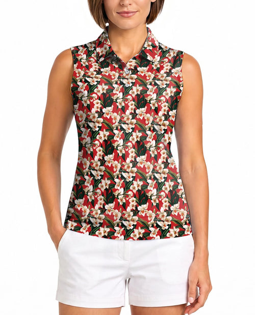 Red Orchid Ginger Sleeveless Polo Shirt for Women | Netecom