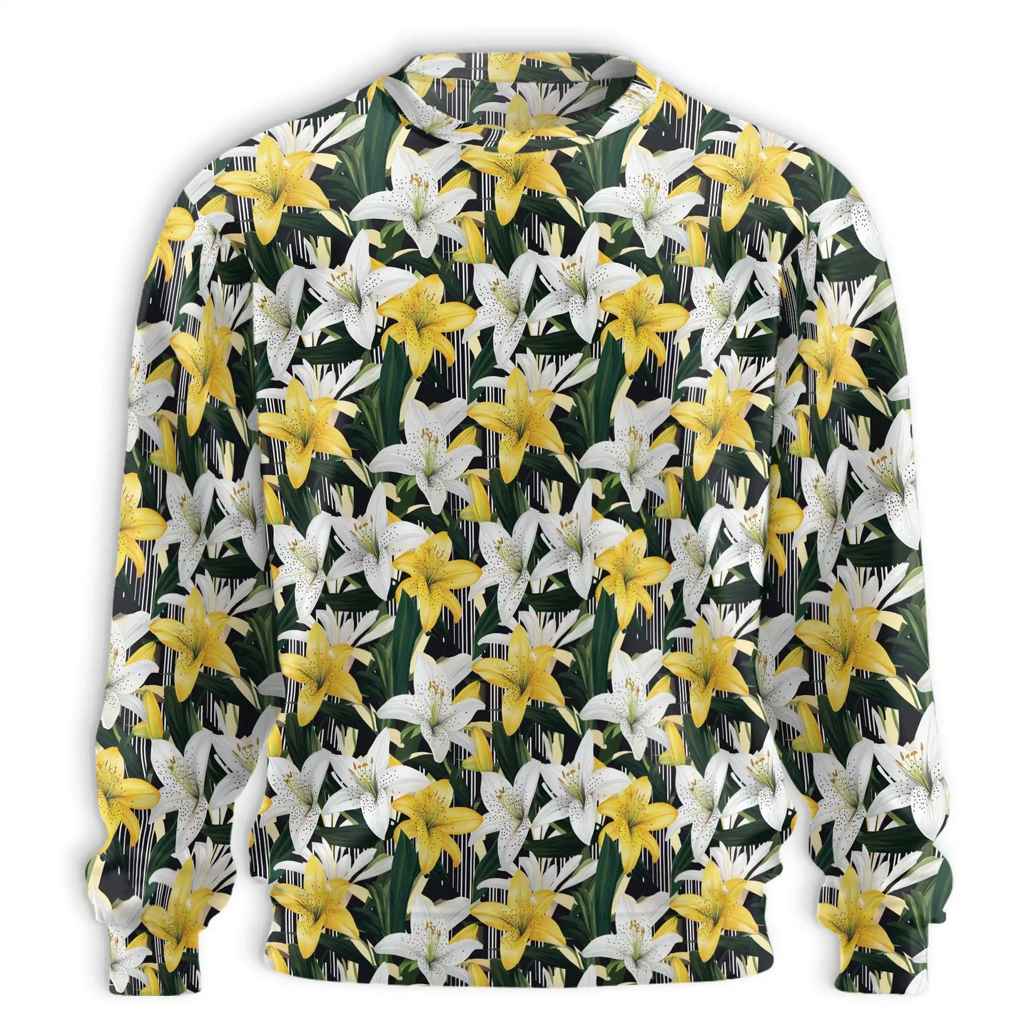 Lily Flower Pattern Sweatshirt, 3D All Over Print Floral Botanical Crewneck Pullover for Men Women, Lily Lover Gift - Netecom