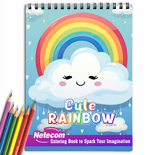 Cute Rainbow Spiral Bound Coloring Book, Embrace the Delightful Colors of the Rainbow with 30 Cute Coloring Pages for a Joyful and Colorful Coloring Experience