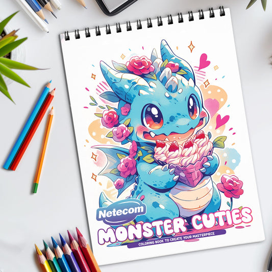 Monster Cuties Spiral Bound Coloring Book, Cute and Friendly Monsters for a Fun and Whimsical Coloring Experience, Great for Kids and Young-at-Heart Artists