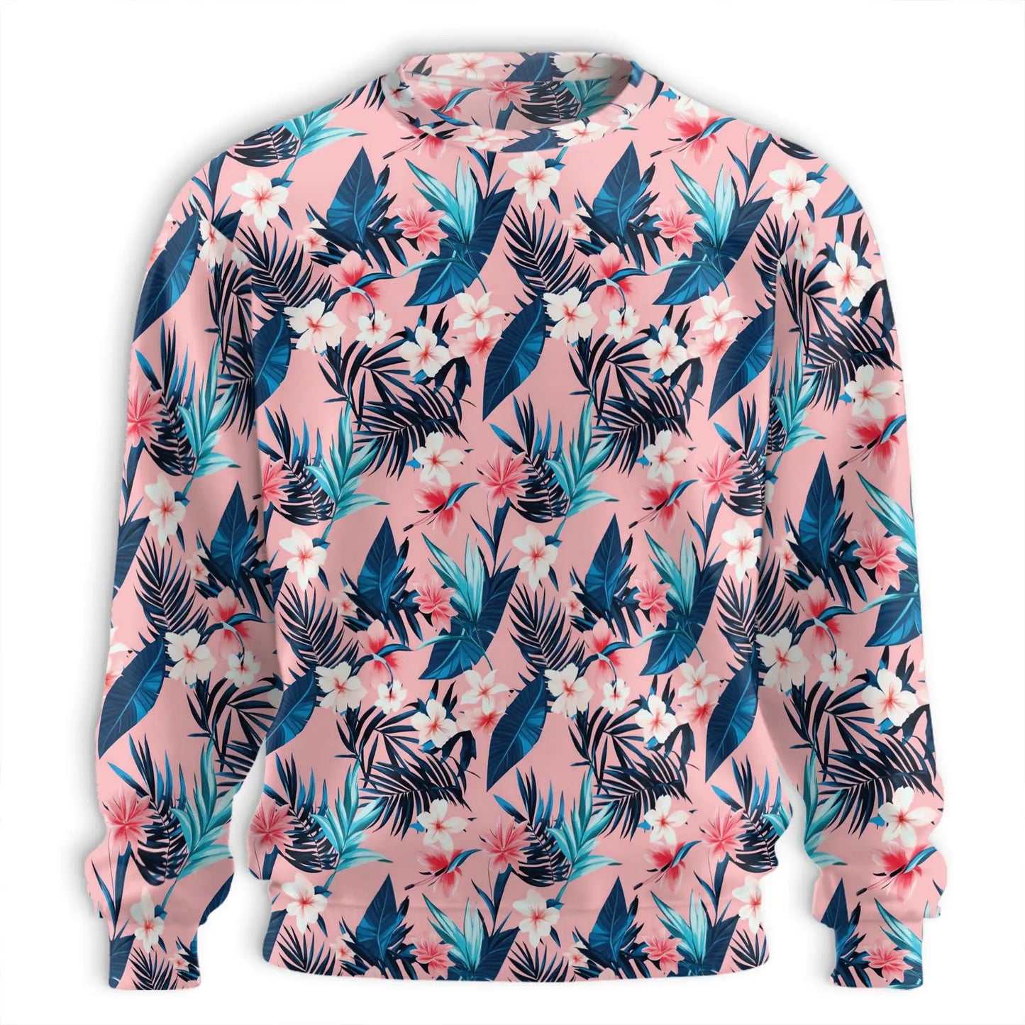 Tropical Floral Sweatshirt, 3D All Over Print Exotic Flower Crewneck Pullover for Men Women, Tropical Lover Gift - Netecom
