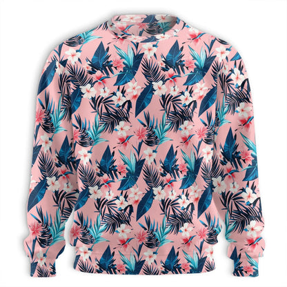 Tropical Floral Sweatshirt, 3D All Over Print Exotic Flower Crewneck Pullover for Men Women, Tropical Lover Gift - Netecom