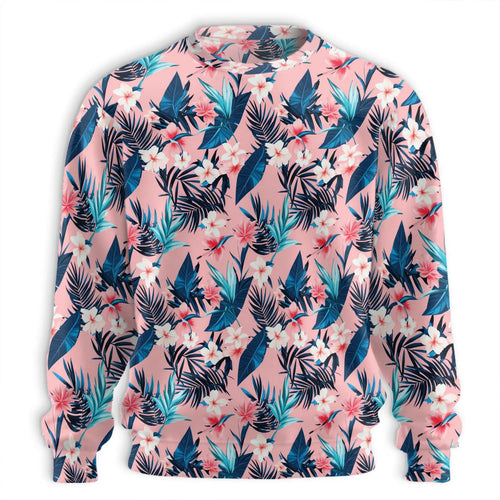 Tropical Floral Sweatshirt, 3D All Over Print Exotic Flower Crewneck Pullover for Men Women, Tropical Lover Gift - Netecom