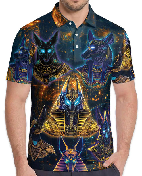 Anubis Pharaoh Polo Shirt for Men – Egyptian Mythology Style | Netecom