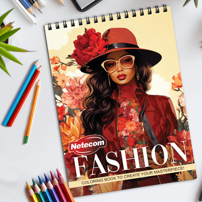 Fashion Spiral Bound Coloring Book, Stylish Fashion Designs for a Chic Coloring Experience, Great for Fashionistas and Style Enthusiasts