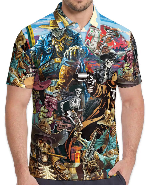 Skeleton Cowboy & Wild West Polo Shirt for Men – Netecom