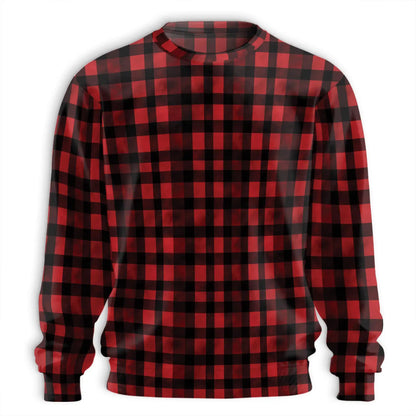 Red and Black Buffalo Plaid Sweatshirt, 3D All Over Print Classic Checkered Pattern Crewneck Pullover for Men Women, Rustic Style Gift - Netecom