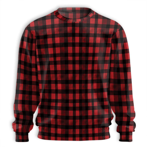 Red and Black Buffalo Plaid Sweatshirt, 3D All Over Print Classic Checkered Pattern Crewneck Pullover for Men Women, Rustic Style Gift - Netecom