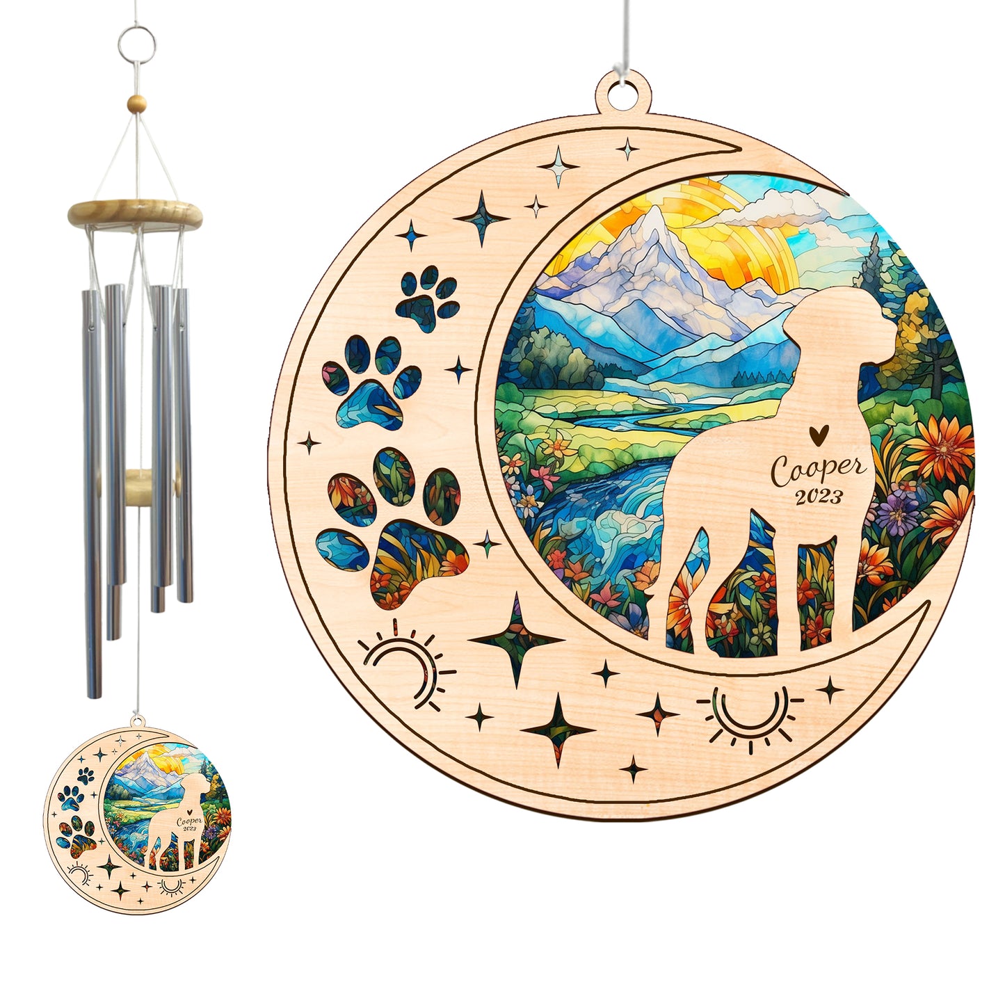 Netecom Vizsla Dog Wind Chimes Memorial, Personalized Pet Memorial Windchime for Dog Suncatcher, Dog Loss Memorial Ornament, Loss of Pet Remembrance Gift, Sympathy Pet Wind Chimes Outdoor Garden