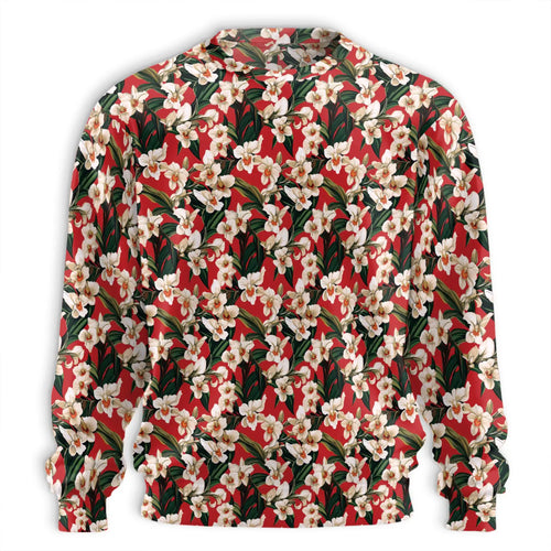 Red Orchid Ginger Sweatshirt, 3D All Over Print Tropical Floral Crewneck Pullover for Men Women, Exotic Flower Lover Gift - Netecom
