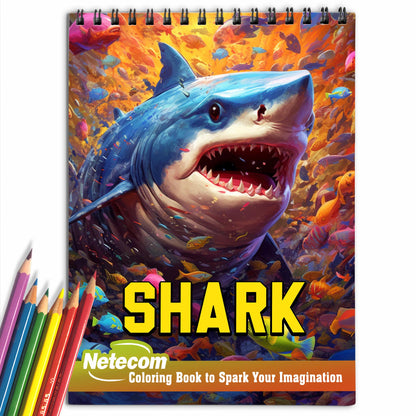 Magical Sharks Spiral Bound Coloring Book, Discover the Power of the Ocean with 30 Captivating Shark Coloring Pages for Adventure Seekers to Ignite Their Imagination