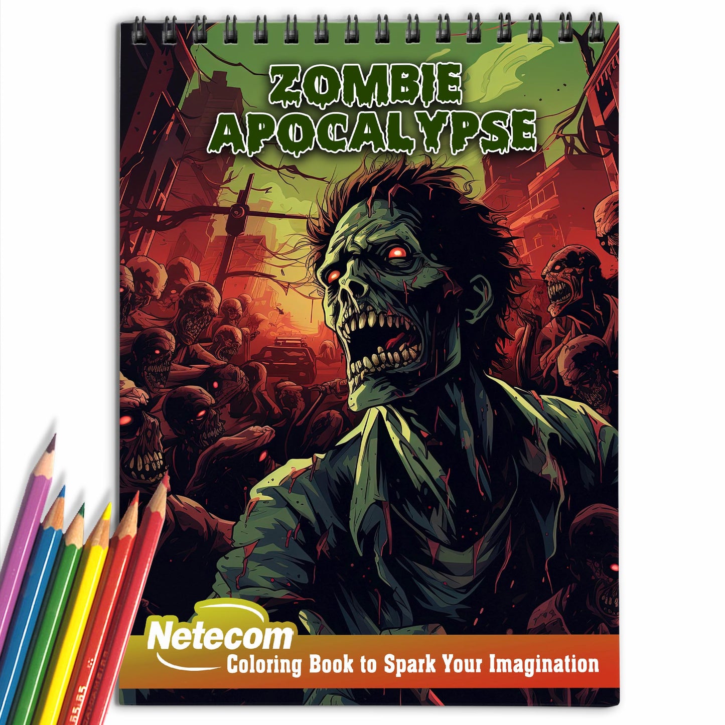 Zombie Apocalypse Spiral Bound Coloring Book, Unleash Your Artistic Talents in the Zombie Apocalypse Journey with 30 Charming Coloring Pages for Coloring Enthusiasts to Embrace the Gruesome and Tense Atmosphere of the Post-Apocalyptic Era