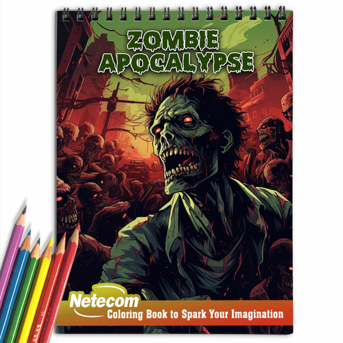 Zombie Apocalypse Spiral Bound Coloring Book, 30 Charming Coloring Pages for Coloring Enthusiasts to Embrace the Gruesome and Tense Atmosphere of the Post-Apocalyptic Era