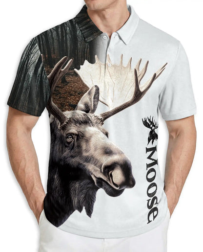 Moose Polo Shirt – Wildlife Forest Animal Print | Netecom
