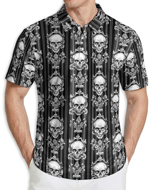 Skull Gothic Pattern Polo Shirt | Netecom