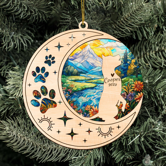Netecom American Staffordshire Terrier Dog Memorial Suncatcher Personalized Dog Christmas Ornament, Bereavement Gifts for Loss of Pet, Dog Death Sympathy Gift Pet Loss Sun Catchers, Dog Grief Gift
