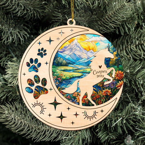Netecom Horse Memorial Suncatcher, Personalized Horse Christmas Ornament with Name Date, Horse Death Sympathy Gift Pet Loss Sun Catchers, Bereavement Gifts for Loss of Horse Grief Gift