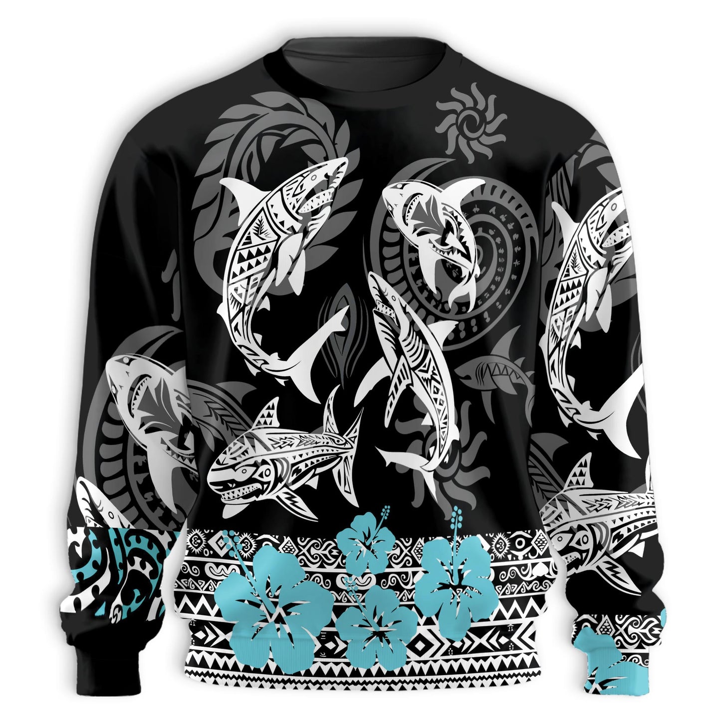 Shark Art Sweatshirt, 3D All Over Print Ocean Wildlife Crewneck Pullover for Men Women, Shark Lover Gift - Netecom