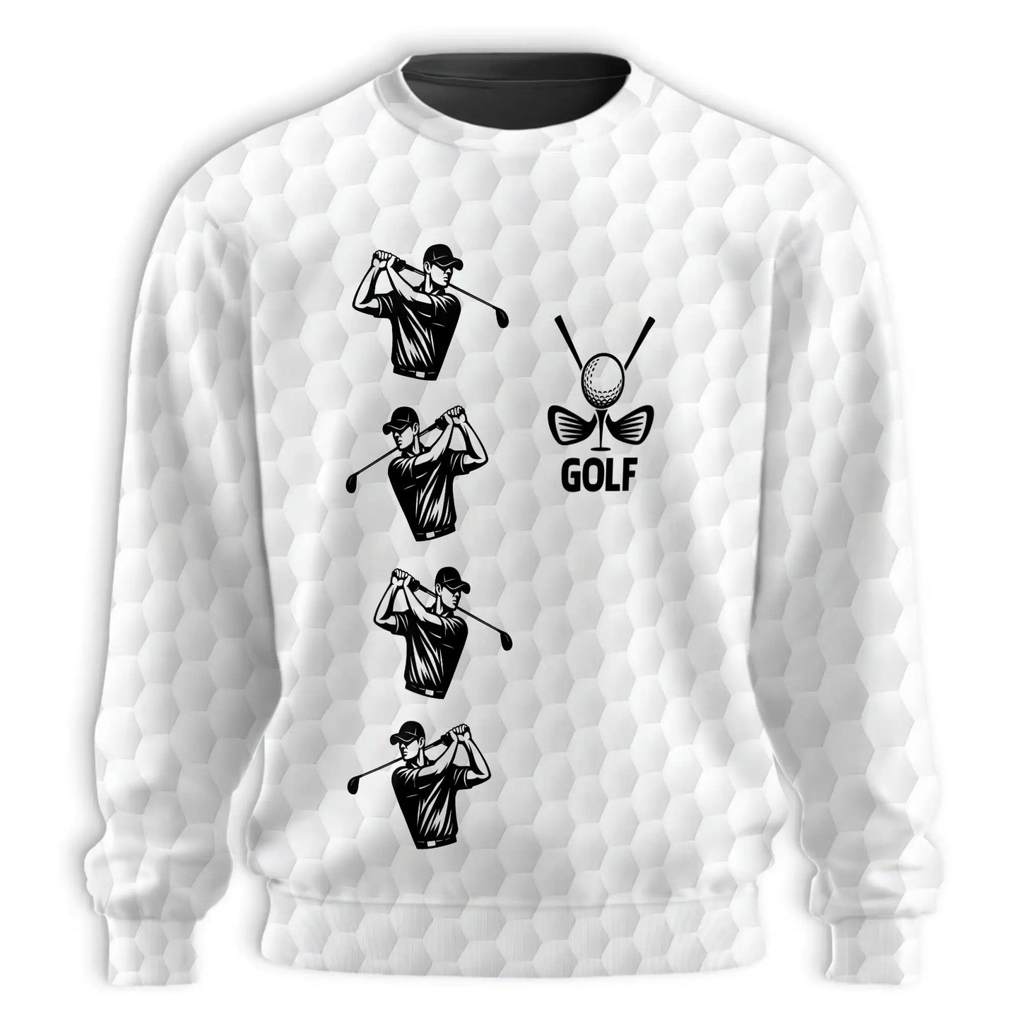 White Golf Ball Sweatshirt, 3D All Over Print Golf Sports Crewneck Pullover for Men Women, Golfer Gift - Netecom