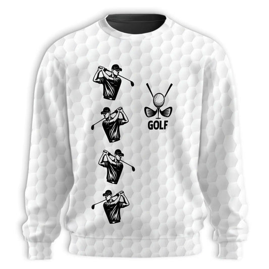 White Golf Ball Sweatshirt, 3D All Over Print Golf Sports Crewneck Pullover for Men Women, Golfer Gift - Netecom
