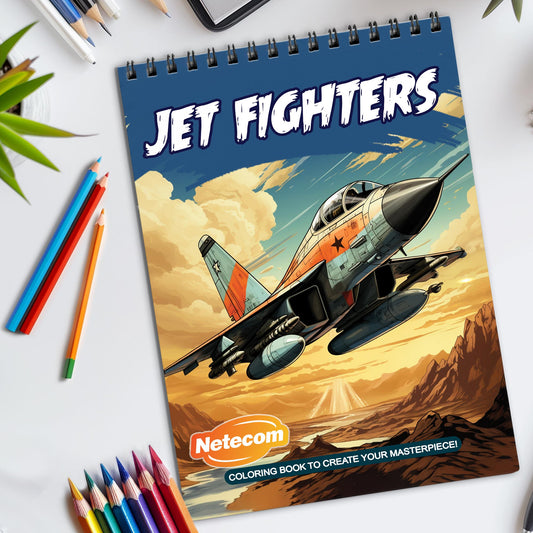 Jet Fighters Spiral Bound Coloring Book, High-Speed Jet Fighters for an Adrenaline-Fueled Coloring Adventure, Perfect for Aviation Enthusiasts and Action Lovers