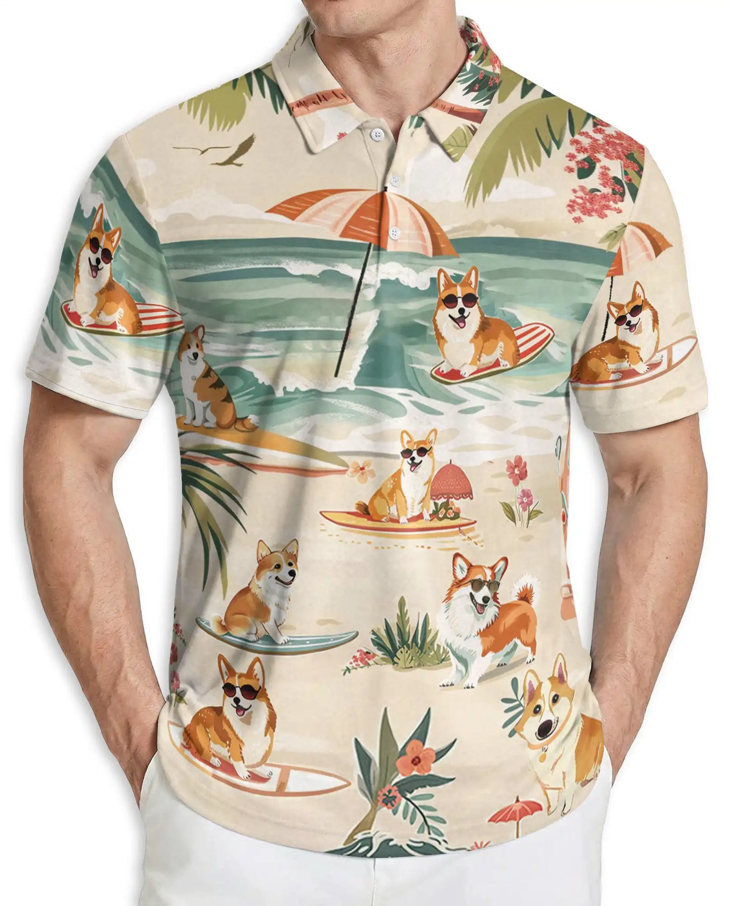Corgi Hawaiian Polo Shirt | Netecom