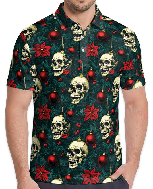 Skull Christmas Polo Shirt – Gothic Holiday Print | Netecom