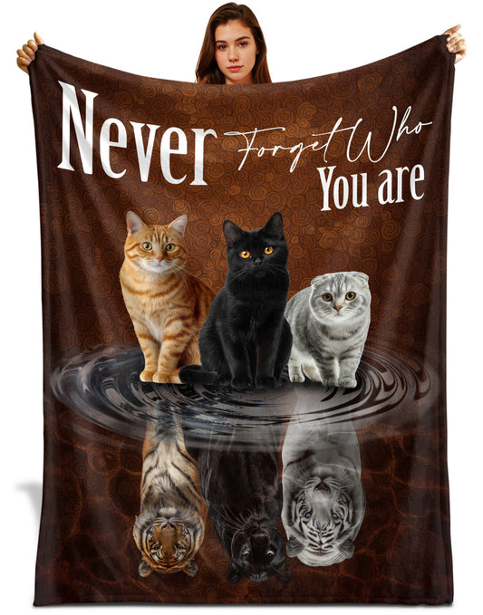 Netecom Cat and Tiger Reflection Blanket, Cat Lover Throw Blanket for Couch, Bed or Sofa, Ultra Soft Warm Gift for Birthday, Anniversary, Christmas, and Cozy Winter