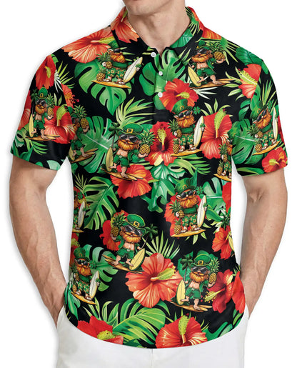 Leprechaun Surf Hawaiian Polo Shirt | Netecom