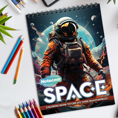 Space Spiral Bound Coloring Book, Cosmic Space Adventures for a Stellar Art Experience, Great for Space Enthusiasts and Sci-Fi Fans