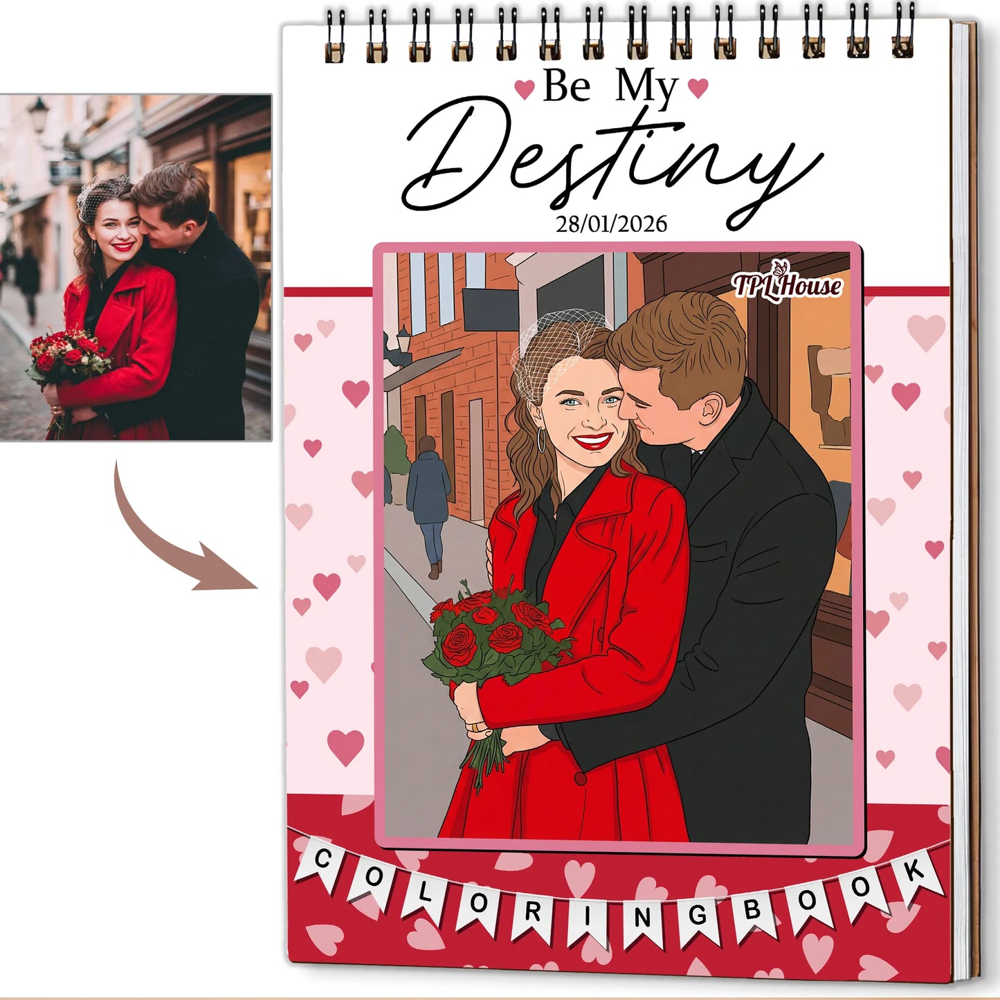 Custom Photo Coloring Book for Couples, Personalized Love Memory Gift