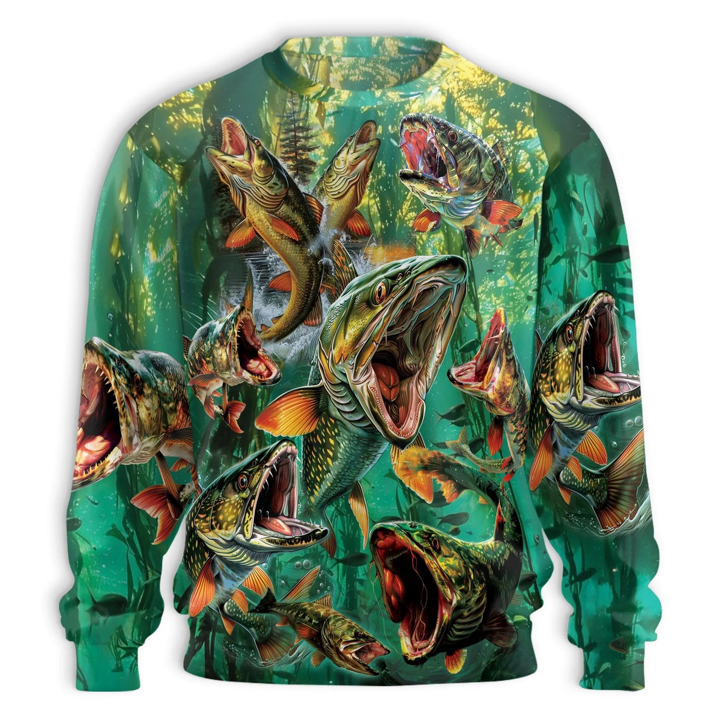 Musky Fishing Sweatshirt, 3D All Over Print Muskie Fish Angler Crewneck Pullover for Men Women, Fishing Lover Gift - Netecom