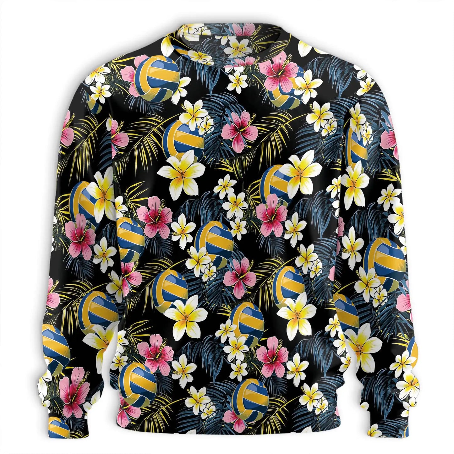Volleyball Flower Sweatshirt, 3D All Over Print Floral Volleyball Crewneck Pullover for Men Women, Volleyball Player Gift - Netecom
