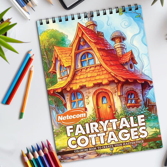 Fairytale Cottages Spiral Bound Coloring Book, Whimsical Fairytale Cottages for an Enchanted Coloring Experience, Perfect for Dreamers and Fantasy Lovers