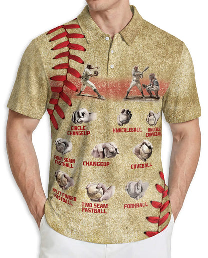 Baseball Pitch Types Polo Shirt – Vintage Style | Netecom