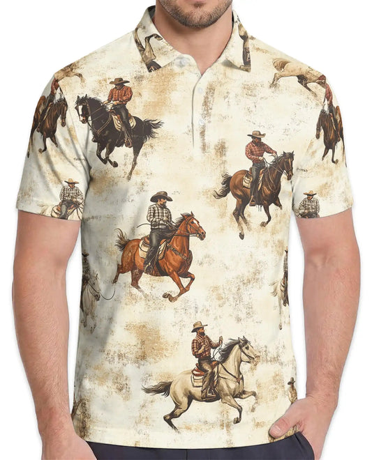 Cowboy Horse Riding Polo Shirt - Vintage Western Ranch Style | Netecom