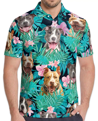 Happy Dogs Tropical Polo Shirt for Men – Cute Dog Print | Netecom