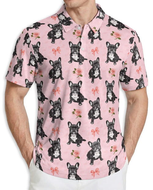 French Bulldog Rose Pattern Polo Shirt | Netecom
