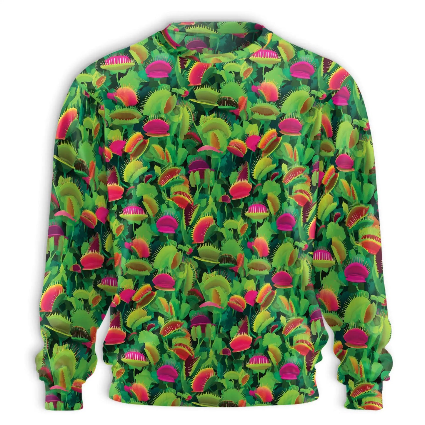Venus Flytrap Tropical Pattern Sweatshirt, 3D All Over Print Carnivorous Plant Crewneck Pullover for Men Women, Plant Lover Gift - Netecom