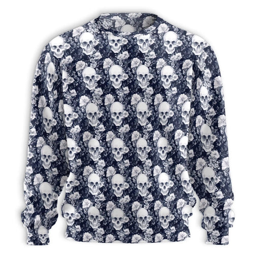 Skull Floral Pattern Sweatshirt, 3D All Over Print Gothic Flower Crewneck Pullover for Men Women, Skull Lover Gift - Netecom