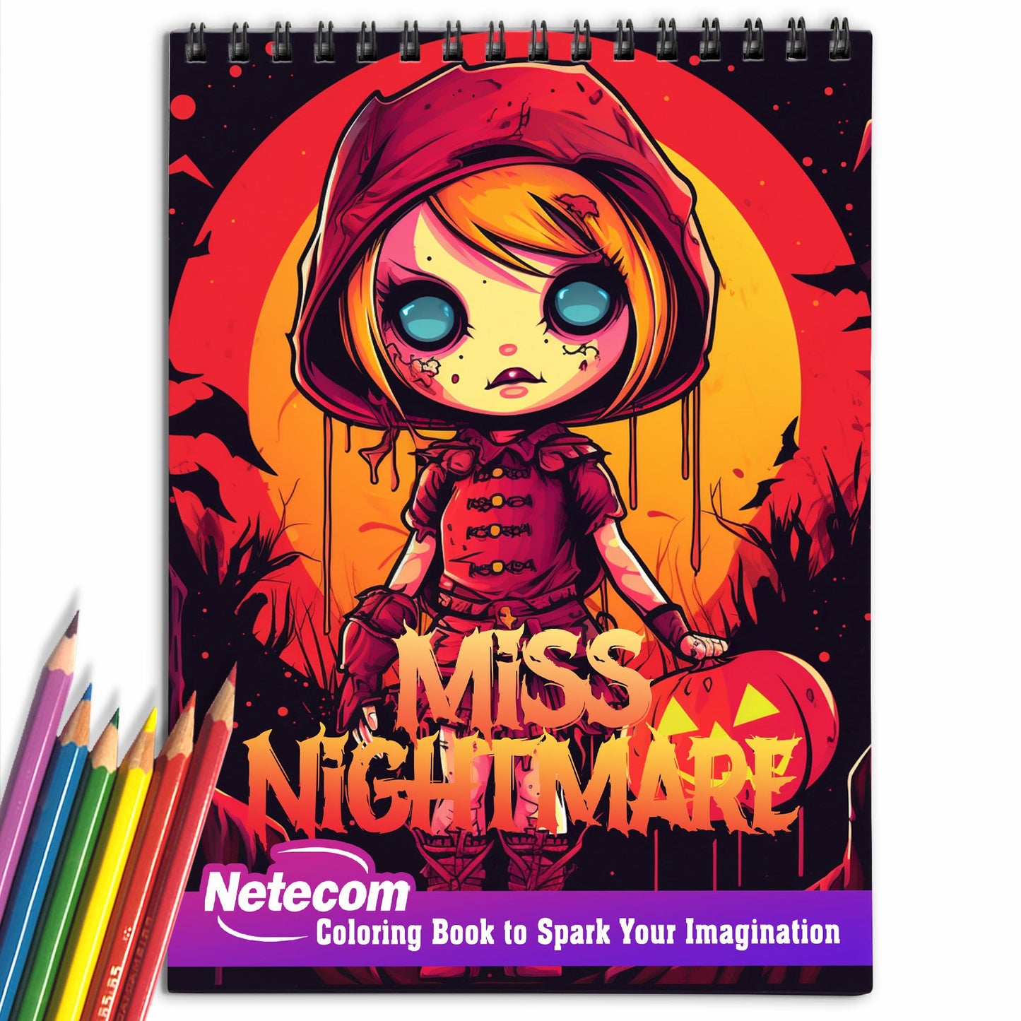 Miss Nightmare Spiral Bound Coloring Book, Enter the Dark and Mysterious World of Miss Nightmare with 30 Hauntingly Beautiful Coloring Pages