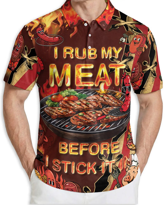 Funny BBQ Grill Master 3D Polo Shirt for Men – Backyard Barbecue Party Style | Netecom