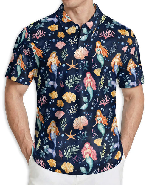 Mermaid Ocean Polo Shirt – Cute Sea Life Style | Netecom