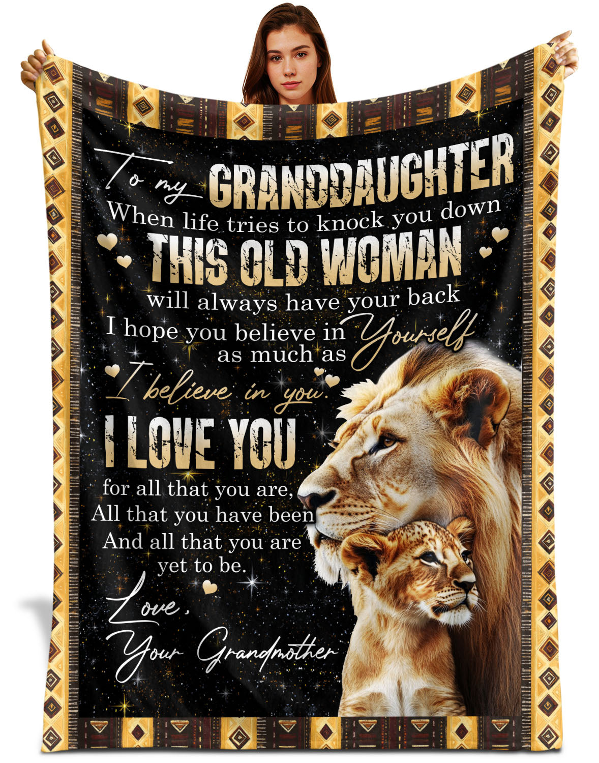 Netecom Personalized To My Granddaughter Blanket from Grandma and Grandpa, Lion Love Letter Throw Blanket for Couch, Bed or Sofa, Ultra Soft Warm, Birthday Gifts for Granddaughter, Christmas