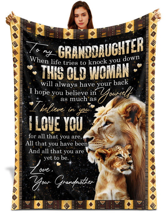 Netecom Personalized To My Granddaughter Blanket from Grandma and Grandpa, Lion Love Letter Throw Blanket for Couch, Bed or Sofa, Ultra Soft Warm, Birthday Gifts for Granddaughter, Christmas