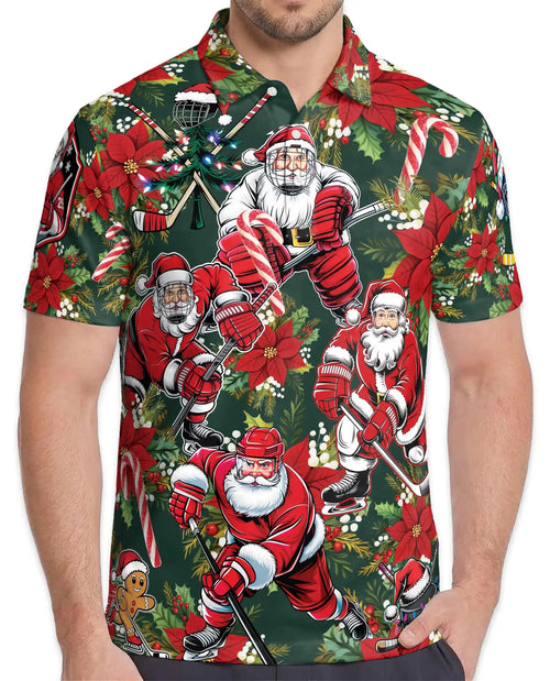 Hockey Santa Polo Shirt – Christmas Holiday Print | Netecom