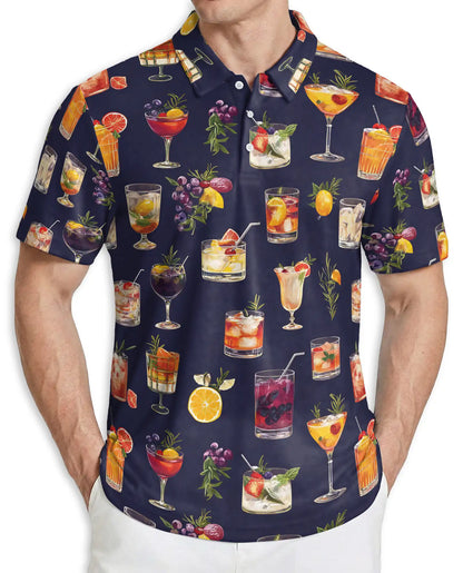 Cocktail Print Polo Shirt – Summer Drink Party Style | Netecom