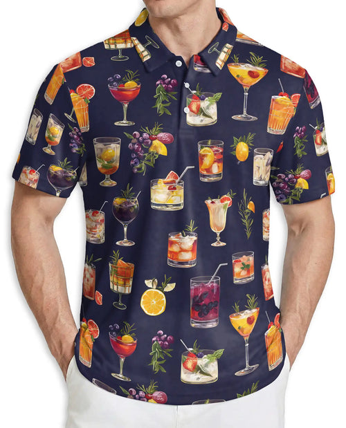 Cocktail Print Polo Shirt – Summer Drink Party Style | Netecom