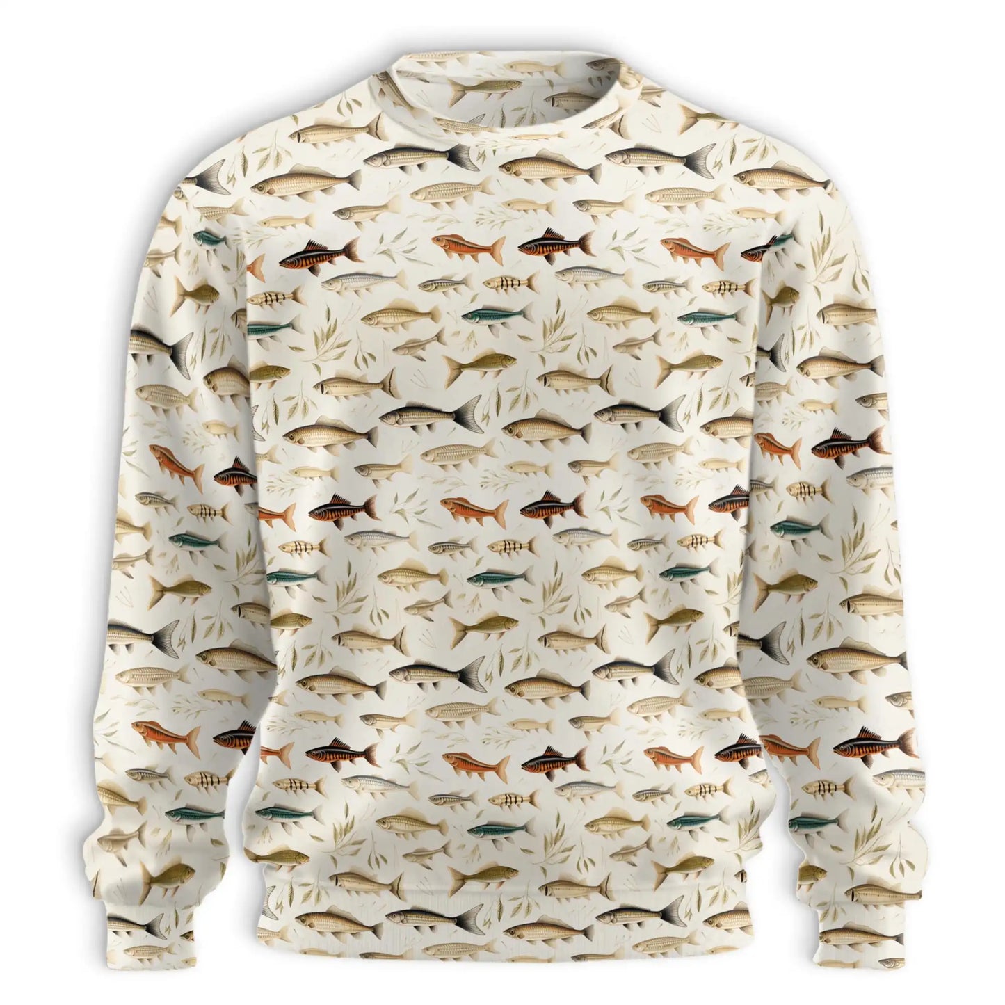 Fish Pattern Sweatshirt, 3D All Over Print Tropical Ocean Crewneck Pullover for Men Women, Fishing and Fish Lover Gift - Netecom